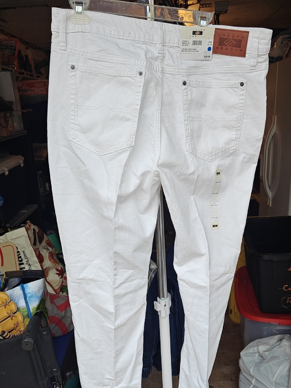 Joseph Abboud White Athletic Cut Jeans with Leather Patch